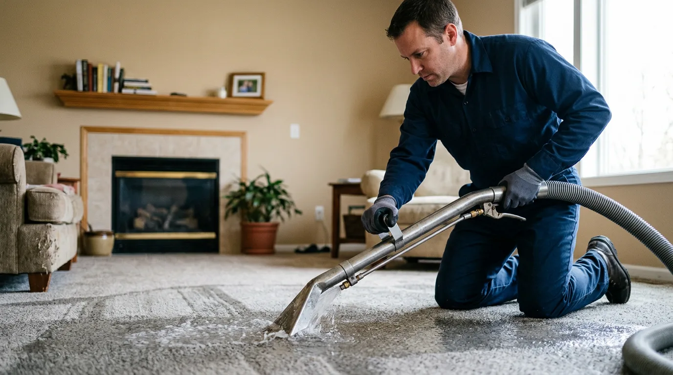 Water damage restoration technician working near Faber, VA
